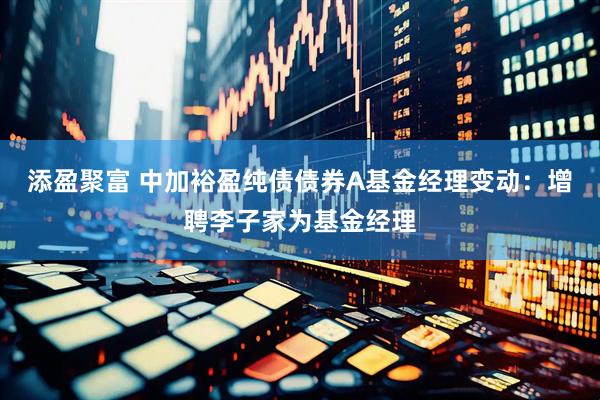 添盈聚富 中加裕盈纯债债券A基金经理变动：增聘李子家为基金经理